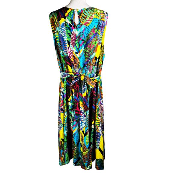 Monroe and Main Tropical Leaf Print Fit and Flare Midi Sundress Size 1X NWT - Picture 7 of 13